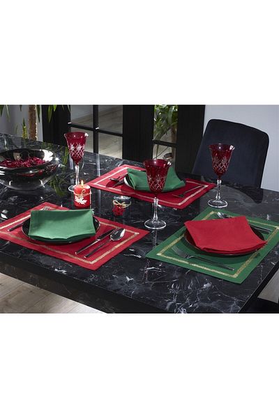 caka home design New Year's 2-Piece American Service Iris Embroidered Linen Effect (Special Red Series)