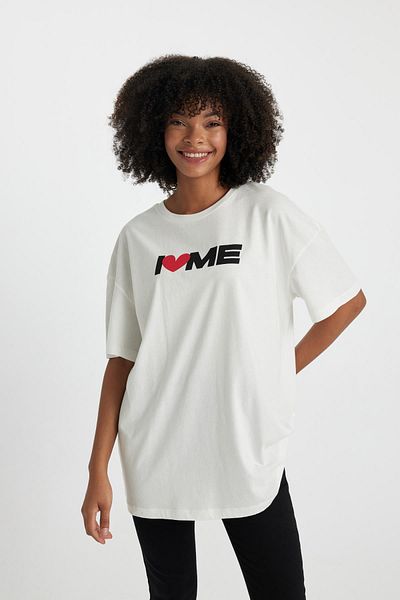 DeFacto Κοντομάνικο μπλουζάκι Oversize Fit I Love Me