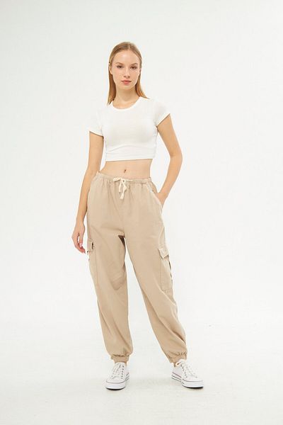 Kutaf Cargo Pants with Elastic Waist and Legs