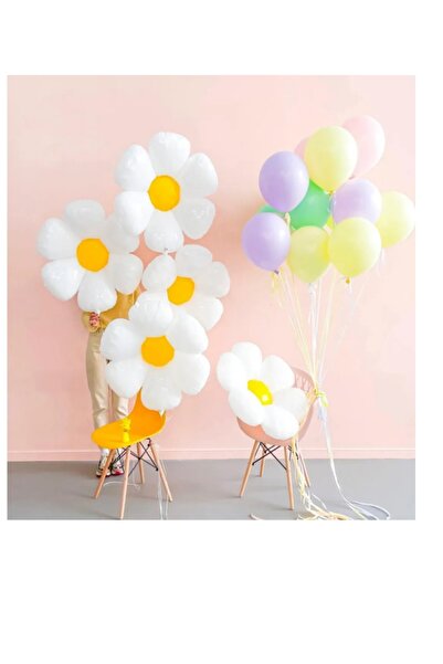 BEST PARTİ DOĞUM GÜNÜ PARTİ SÜSLERİ Papatya Temalı Folyo ve Latex Balon Seti