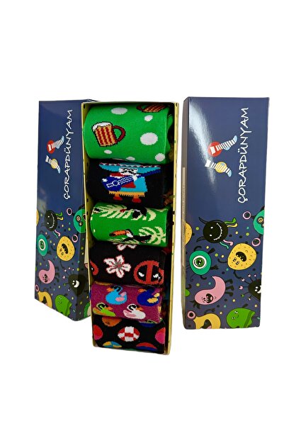 çorapdunyam Комплект от 6 фута с весели тенис чорапи с герои