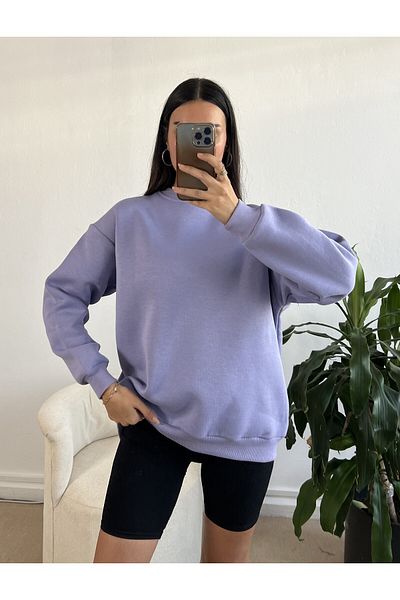 minaaise Hanorac oversize de bază liliac 26088