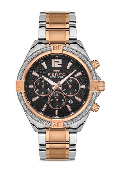 FERRO Rose and Silver Silicone Cord Men's Wrist Watch FM31248S-E2