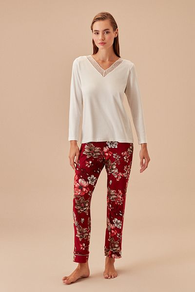 SUWEN Set pijama trandafir negru