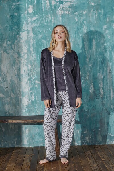 Vuntal BUTİK VELVET 3-PIECE SET BOTTOM PRINTED MOMENT RACE