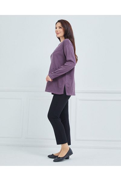 Fresh&Moda Women's Knitwear Winter Middle Age Mother Blouse Sweater