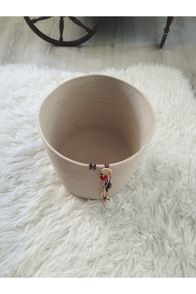karelim home منظم حبل الجوت إكرو 30x30 - سلة زخرفية متعددة الأغراض