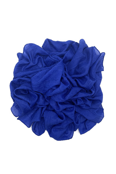 nazipek Pamuklu Bambu Kraş Eşarp Yüksek Kalite Saks Mavisi Yazma 100x100cm Ov...