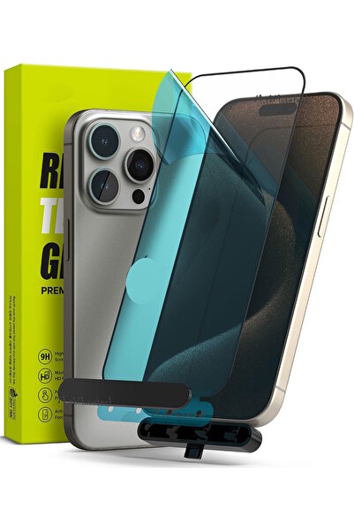 Iphone 15 Pro Screen Protector 5d Full Closing Easy Installation Tempered Glass With Auto Alignment Apparatus