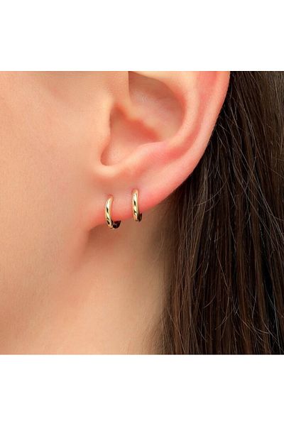 Heppii 8 mm Surgical Steel Hoop Earrings Gold Colored