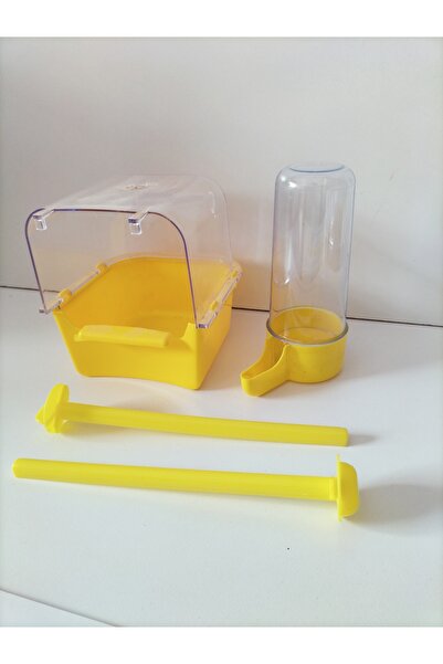 Sevimli İkizler SET OF 4 Budgie, Canary Bath (DUBLE) Canary, Budgie Drinker 2-Piece Plastic Bird Perch
