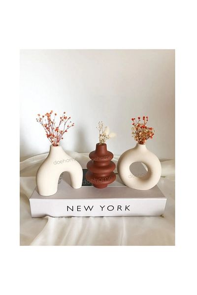 Orange Atelier Minimal Vase Set 3 Pieces Bohemian Figurine Miniature Mini Set