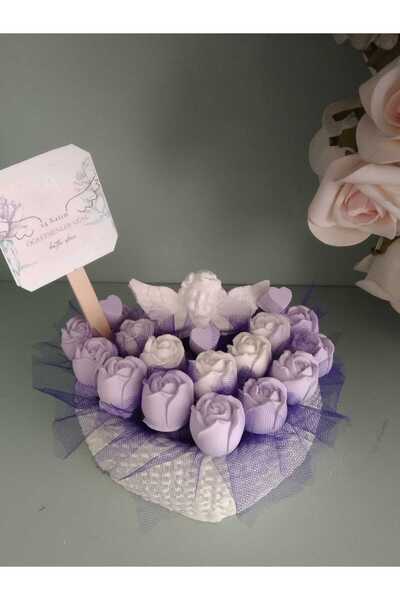 StoneGiftDesign Canım Öğretmenim Tasarım Kalp Saksıda Melek Detaylı Lila Mini...