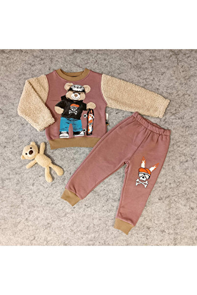 krm bebe طقم بدلة رياضية بأكمام شتوية سميكة من الصوف من Welsoft Teddy Bear