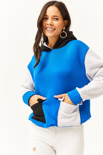 Olalook Жіночий флісовий світшот Saks синьо-сірого кольору з внутрішнім блокуванням SWT19000327