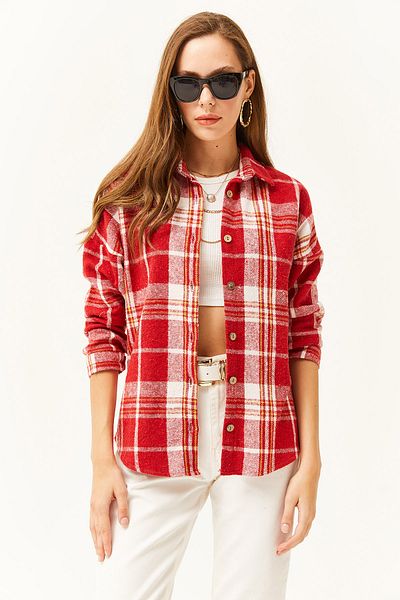 Olalook Women's Red Plaid Lumberjack Shirt GML-19001153