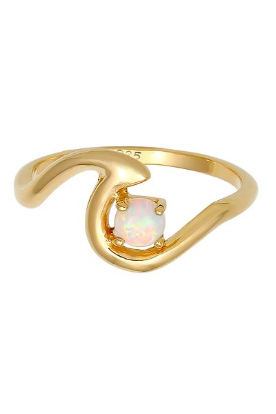 ELLI Ring Frau Wellenform Maritim Synthetischer Opal 925 Sterling Silber