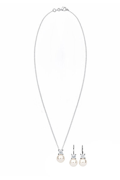 Nenalina Schmuckset Zirkonia Synthetische Perle 925 Gümüş