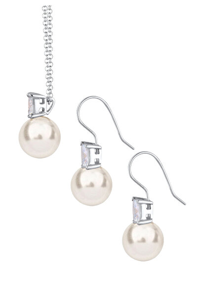 Nenalina Schmuckset Zirkonia Synthetische Perle 925 Gümüş