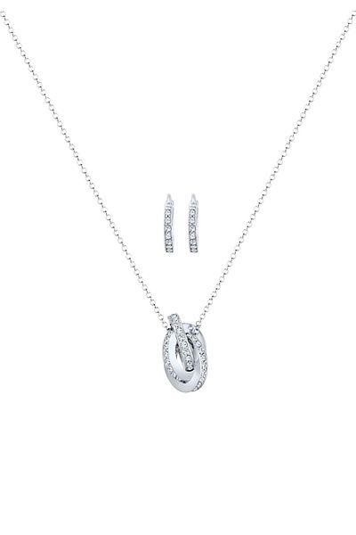 ELLI Schmuckset Geo Kreis Knoten Kristalle 925 Gümüş