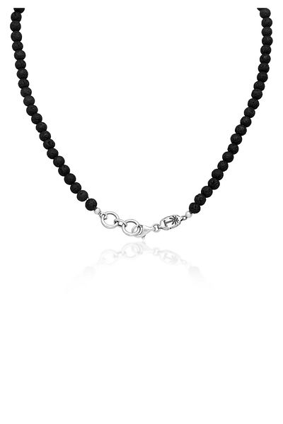 HAZE & GLORY Halskette Lava Edelstein - Black Rock 925 Silber