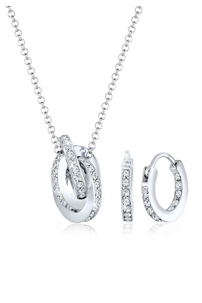 ELLI Schmuckset Geo Kreis Knoten Kristalle 925 Gümüş