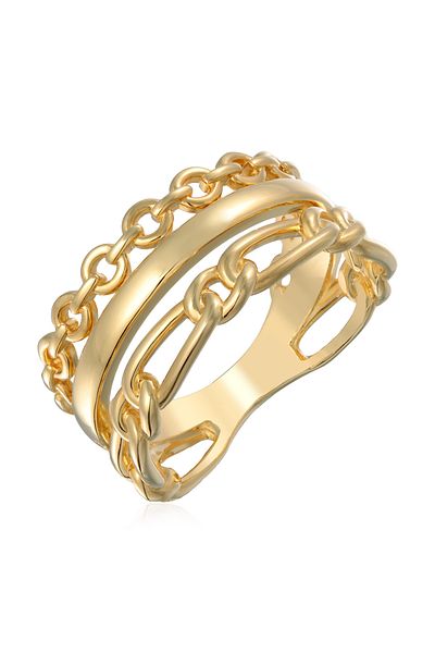 ELLI Ring Ladies Stack Links Set Gold Coloured