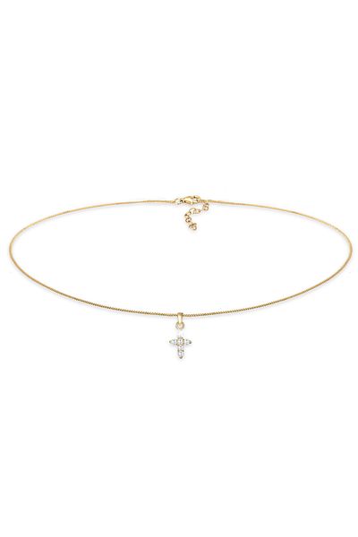 ELLI Halskette Halskette Choker Kreuz Religion Zirkonia 925 Silber