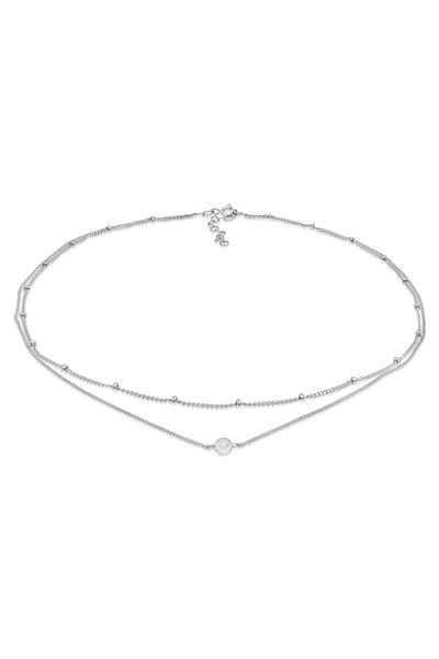 ELLI Halskette Choker Layer Look Kugelkette Rosenquarz 925 Silber