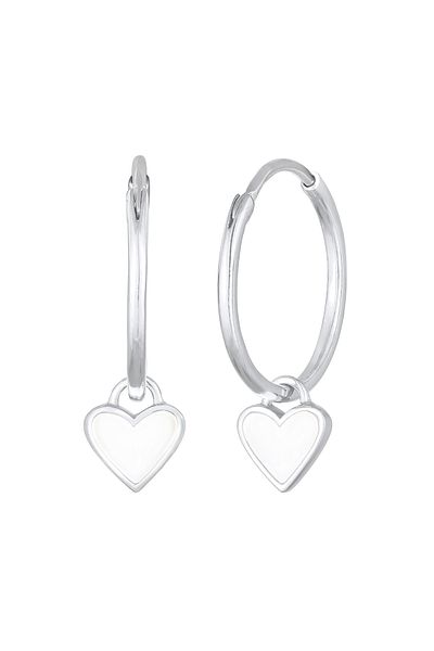 ELLI Ohrringe Creolen Hänger Herzen Emaille 925 Sterling Silber