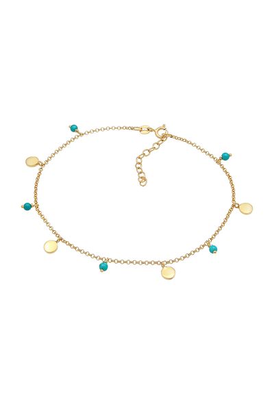 ELLI Fußschmuck Plättchen Howlith Türkis Perle Boho 925 Silber