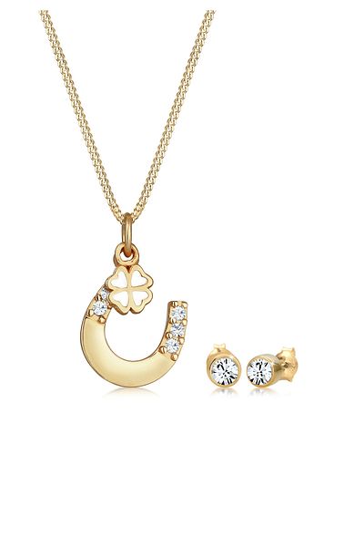 ELLI Schmuckset Hufeisen Kleeblatt Kristall 925 Gümüş