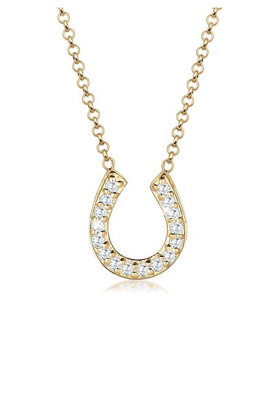 ELLI Damen-Halskette – Hufeisen-Anhänger, Talisman, Glück, 925er Sterlingsilber mit Zirkonium-Kristallen