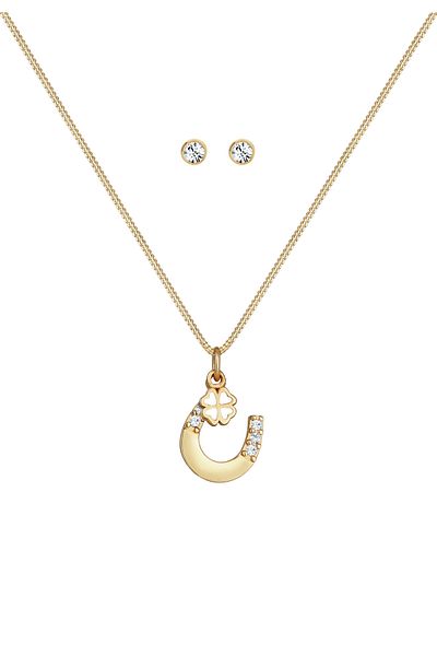 ELLI Schmuckset Hufeisen Kleeblatt Kristall 925 Gümüş