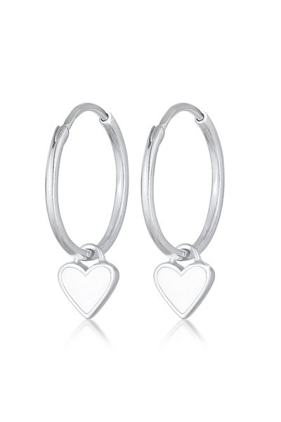 ELLI Ohrringe Creolen Hänger Herzen Emaille 925 Sterling Silber