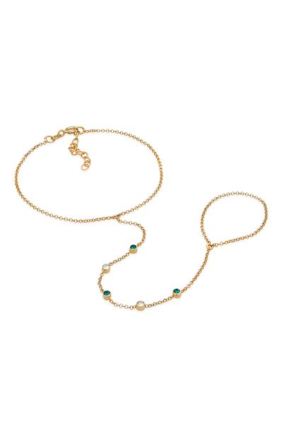 ELLI Vergoldet-Armband und Handkette aus 925er Silber