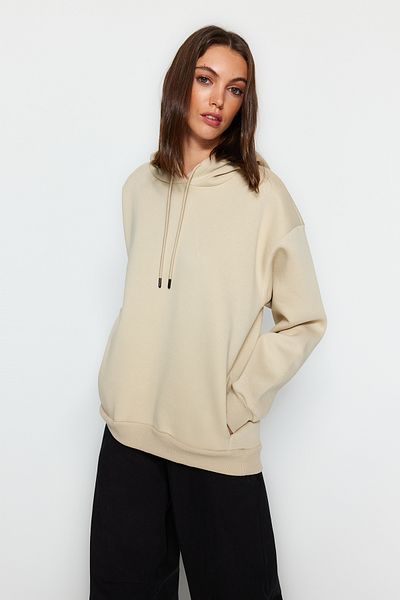 Trendyol Collection Πλεκτό φούτερ με πέτρινο χοντρό φλις εσωτερική τσέπη με κουκούλα κανονική/κανονική εφαρμογή TWOAW24SW00075
