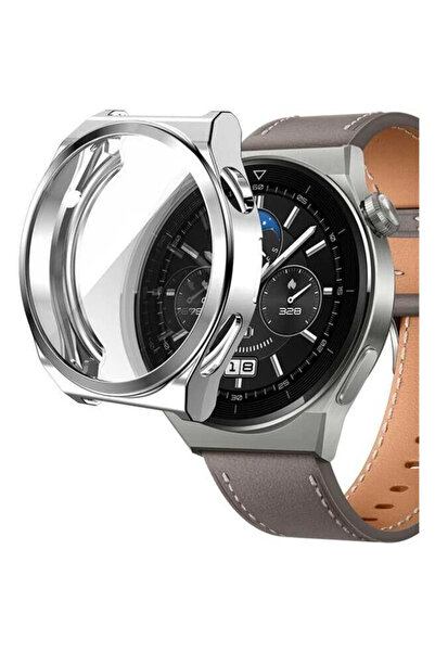 Fibaks Huawei Watch Gt3 Pro 46MM Uyumlu Parlak Silikon Kasa ve Ekran Koruyucu 360 Koruma