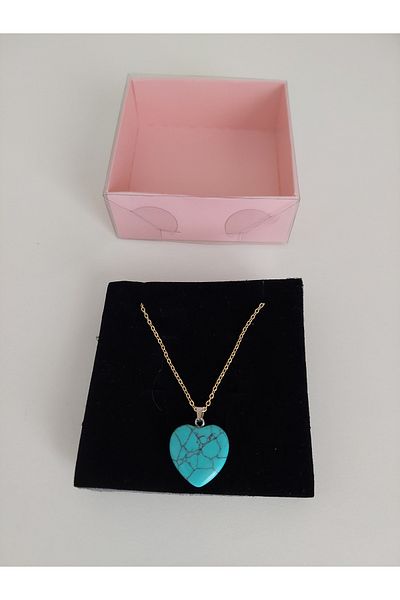 Best Gift قلادة من الحجر الطبيعي الفيروزي الفيروزي حجر الطاقة الإيجابية في عبوة هدية