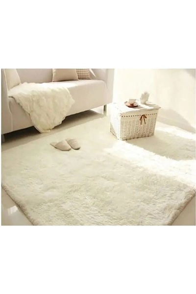 Lagom Life Krem Peluş Halı Kaymaz Taban Yıkanabilir