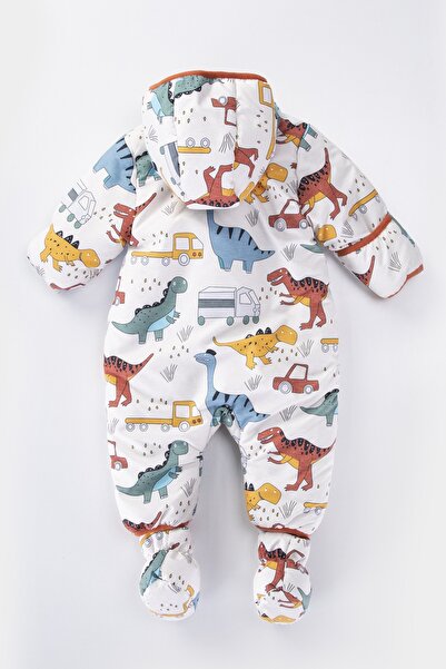 Genel Markalar Yeni Bebek Sevimli Dinazor&Araba Figürlü Kışlık İç Astarı Polar Kapüşonlu Kozmonot-Astronot Tulum