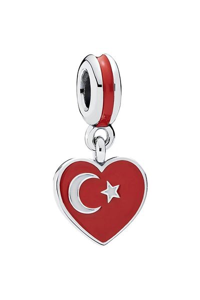Frilly Turkish Flag Patterned Charm Suitable for All Charm Bracelets