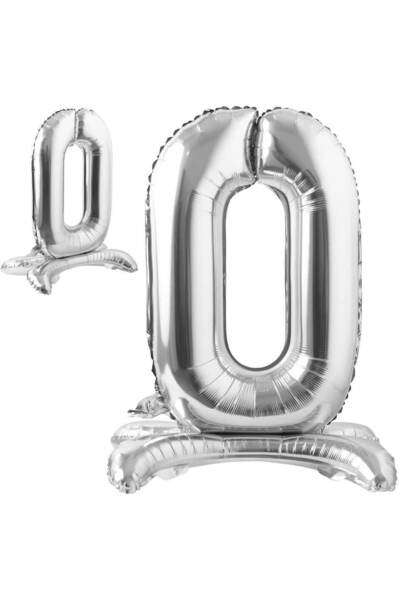 partideyince بالون فضي من رقائق الأرقام 0