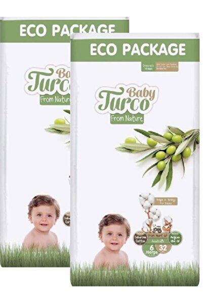 Baby Turco عبوة صديقة للبيئة مقاس 6 32 قطعة × 2 قطعة إجمالي 64 قطعة