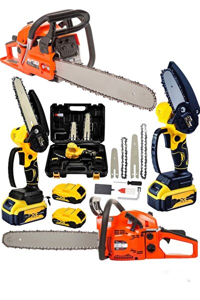 DYNAMİC MAX 2'li Set Benzinli Testere 7.9 Hp Ağaç Odun Kesme Makinesi Motorlu...