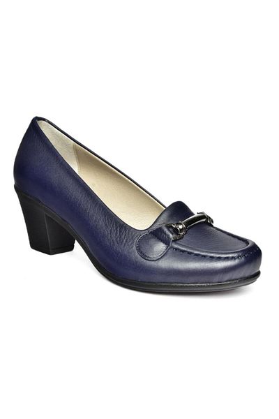 Fox Shoes R908037103 Pantofi de damă cu toc gros din piele naturală bleumarin