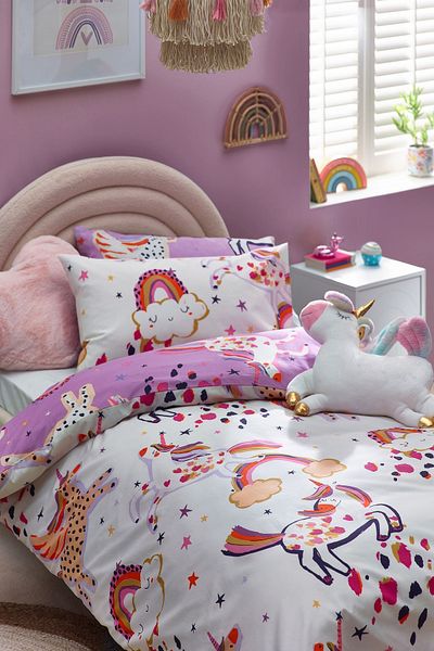 Next Baby Cotton Lilac Unicorn Patterned Bedding Set