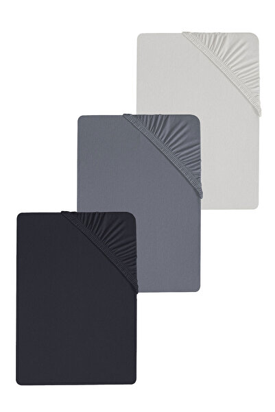 EFFE 3-Piece 120x200 cm Plain Cotton Single Elastic Fitted Combed Cotton Bed Sheets