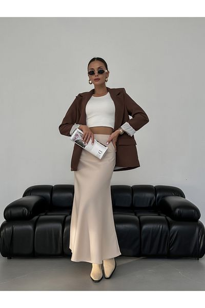 Elif Özbey Butik Fusta lungă din satin Stone