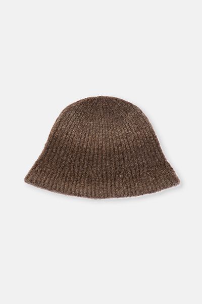 Dagi Hnědý dámský jednobarevný baret z vlněné směsi